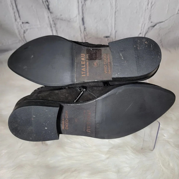 Italeau Miralda Womens Black Studded Ankle Boot Minimalist Bootie Leather Boho - Picture 11 of 12